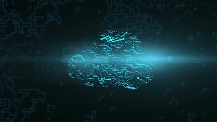 Wall Mural - logo animation cloud. bright energy neural network