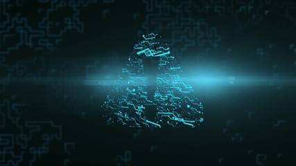 Wall Mural - logo animation caution. bright energy neural network
