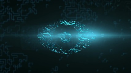Wall Mural - logo animation eye. bright energy neural network