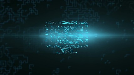 Wall Mural - logo animation monitor. bright energy neural network
