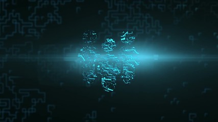 Wall Mural - logo animation society. bright energy neural network