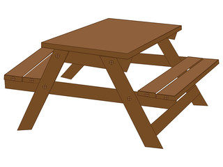 Wood picnic table vector drawing