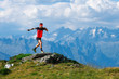 Skyrunning athlete in training on mountain ridges
