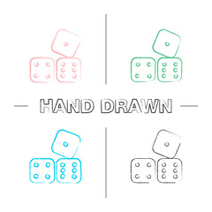 Wall Mural - Dices hand drawn icons set