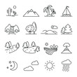 © Mykola - Landscape related icons: thin vector icon set, black and white kit