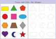 tracing and color the geometric shapes, worksheet for kids