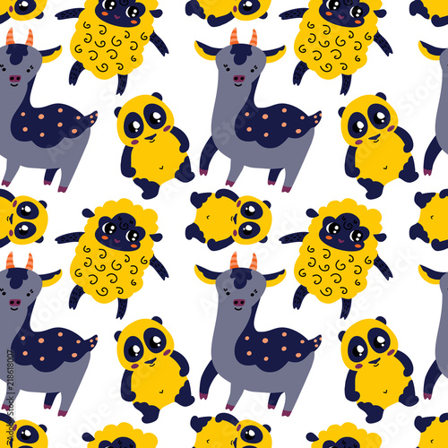 Cute animals seamless pattern Canvas Print