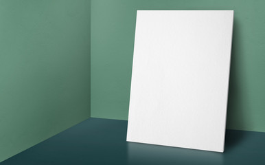 Aufkleber - Blank poster at corner pale green wall and  dark green floor studio room with background,Mock up studio room for display or montage of product for advertising on media,Business presentation.
