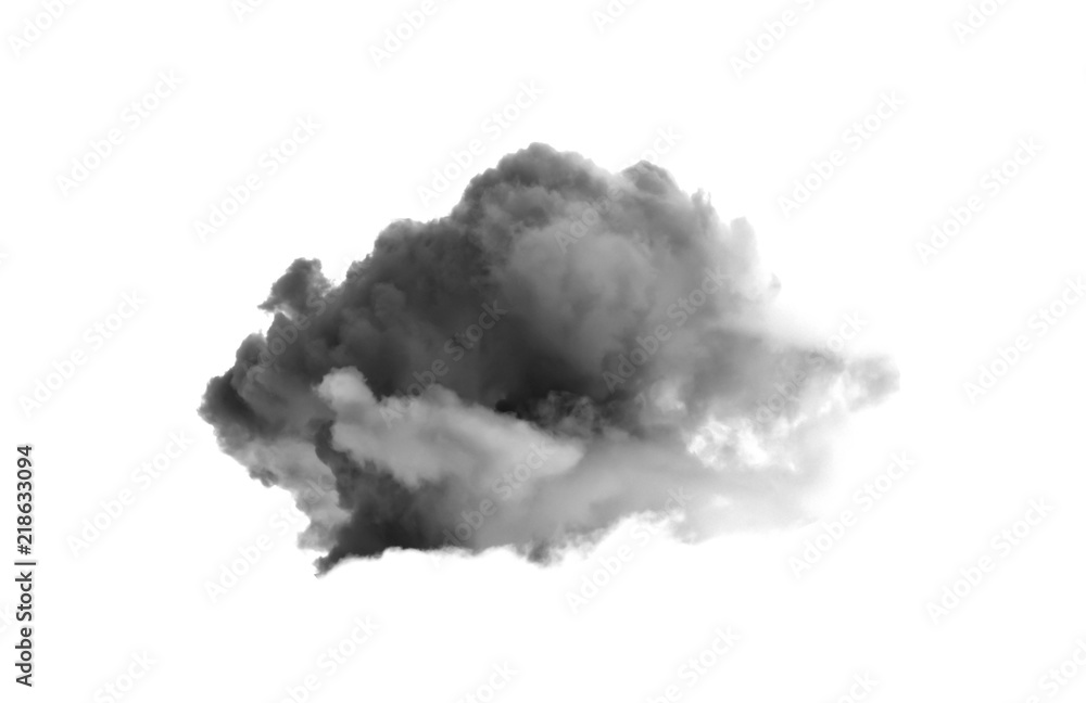 Single black cloud isolated on white background - obrazy, fototapety, plakaty 