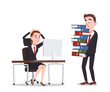 © Puslatronik - Upset Office Workers Pressure of Work in Office. Cartoon Style Vector Illustration