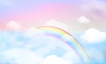 Fantasy Magical Landscape Rainbow On Sky