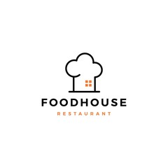 food house chef hat kitchen restaurant cafe logo vector icon