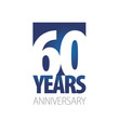 60 Years Anniversary blue white logo icon banner