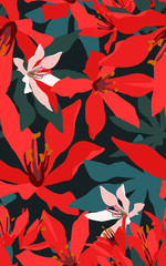 Seamless pattern of Cardwell lilly, flat simple rerto/vintage vibrant colour high contrast vector