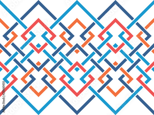 Seamless pattern with many intersecting lines and corners. Chain of geometric...