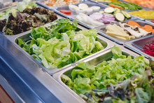 Salad Bar With Vegetables In The Restaurant, Healthy Food
