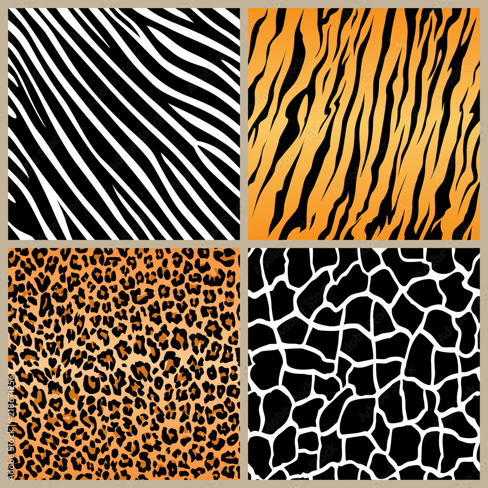set safari jungle animal fur stripe animals bengal tiger giraffe zebra ...