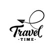 Travel time. Hand drawn lettering. Vector and illustration.
