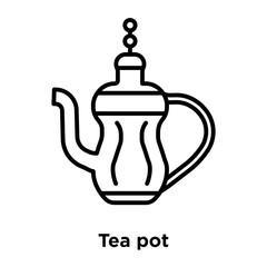 Wall Mural - Tea pot icon vector isolated on white background, Tea pot sign , thin line design elements in outline style