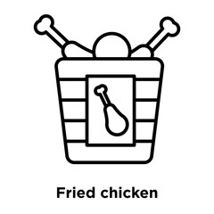 Sticker - Fried chicken icon vector isolated on white background, Fried chicken sign , thin line design elements in outline style