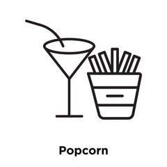 Sticker - Popcorn icon vector isolated on white background, Popcorn sign , thin line design elements in outline style