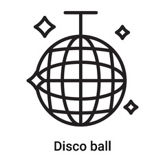 Poster - Disco ball icon vector isolated on white background, Disco ball sign , line or linear symbol and sign design in outline style