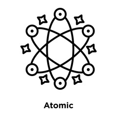 Wall Mural - Atomic icon vector isolated on white background, Atomic sign , thin line design elements in outline style