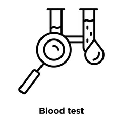 Poster - Blood test icon vector isolated on white background, Blood test sign , thin line design elements in outline style