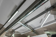 Chrome-plated Air Conditioning Ducts In The Interior Of The Ceiling