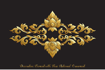 Poster - Set of gold elements of traditional Thai ornament. 