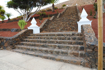 Beautiful stone stairs in Yaiza, Lanzarote, Canary Islands