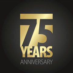 Canvas Print - 75 Years Anniversary gold black logo icon banner