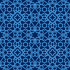 Jewish semaless pattern with star of David israel geometric blue ornament texture background