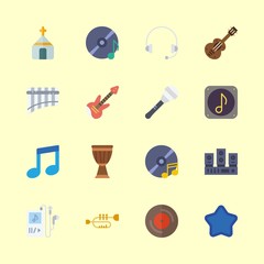 music vector icons set. electric guitar, spanish guitar, headphones and music file in this set