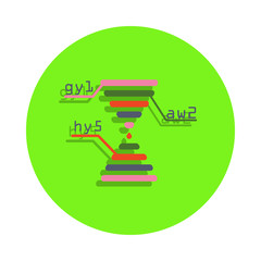 Sticker - colored chemical formulas in green badge icon. Element of science and laboratory for mobile concept and web apps. Detailed chemical formulas icon