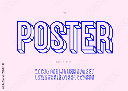 Fotografía Vector poster bold typeface 3d typography sans serif for decoration, promotion, book, t shirt, sale banner, printing on fabric