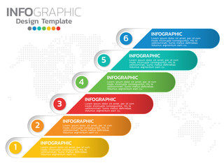 Infographic template design with 6 color options.