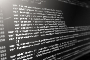 Wall Mural - desktop source code and wallpaper by computer language with coding and programming.