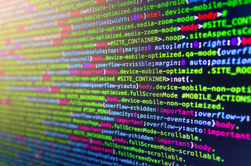 Wall Mural - desktop source code and wallpaper by computer language with coding and programming.