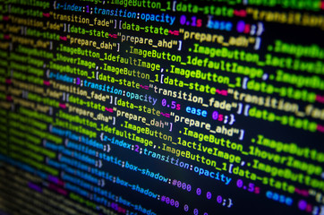 Wall Mural - desktop source code and wallpaper by computer language with coding and programming.