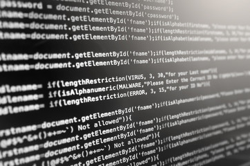 Wall Mural - desktop source code and wallpaper by computer language with coding and programming.