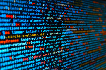 Wall Mural - desktop source code and wallpaper by computer language with coding and programming.