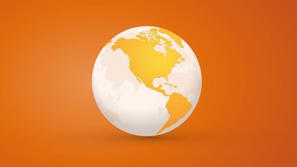 Wall Mural - orange globe planet earth rotating endless loop