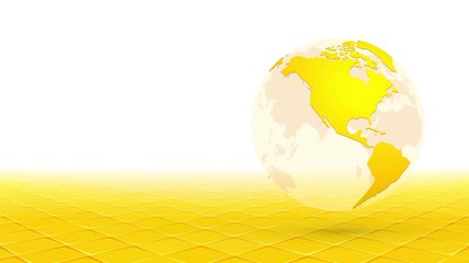 Wall Mural - yellow globe planet earth rotating on perspective background