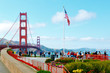 Visitors at the Golden Gate Bridge in San Francisco California USA