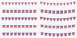 British bunting set with UK flags. Great Britain flags garland. Union Jack decoration for celebrate, party or festival. Vector illustration. 