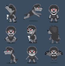 Halloween Character Big Head Poses Werewolf