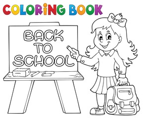 Sticker - Coloring book happy pupil girl theme 5