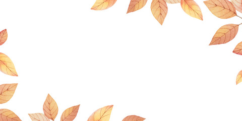 Watercolor autumn vector card template design of leaves and branches isolated on white background.