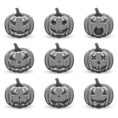 Wall Mural - Set pumpkin on white background. The main symbol of the Happy Halloween holiday. Black and White pumpkin with smile for your design for the holiday Halloween. Vector illustration.